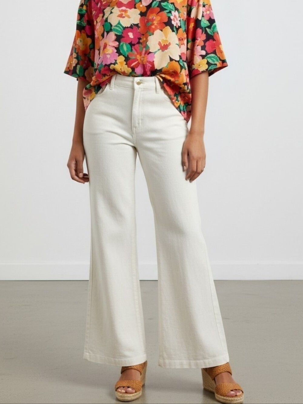 Equus Gold Collection Ivory Flare-Leg Linen Pants Sz 4